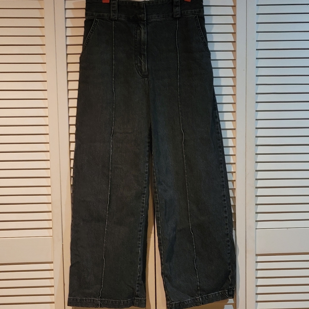 High rise, wide leg, Rachel Comey Elio denim trousers in washed black - Picture 5 of 10